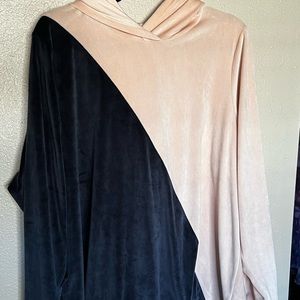 Pink and Navy Velour Sweatshirt